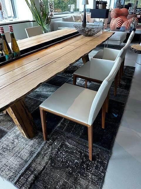 6er-Set Stuhl Andoo Leder Naturweiß Weiß Füße Nussbaum 9