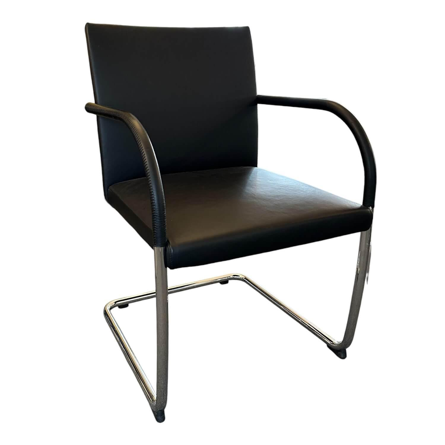 Walter Knoll Stuhl George Leder Schwarz Gestell Chrom 0