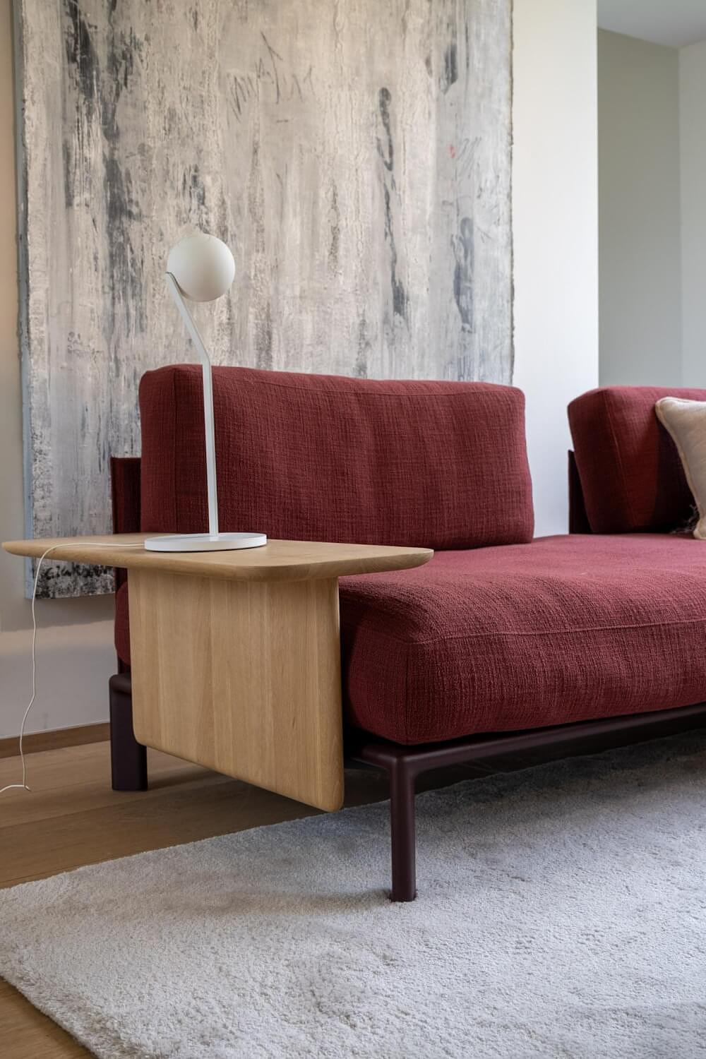 Vitra Anagram Ecksofa Stoff Rot Gestell Bordeaux 1