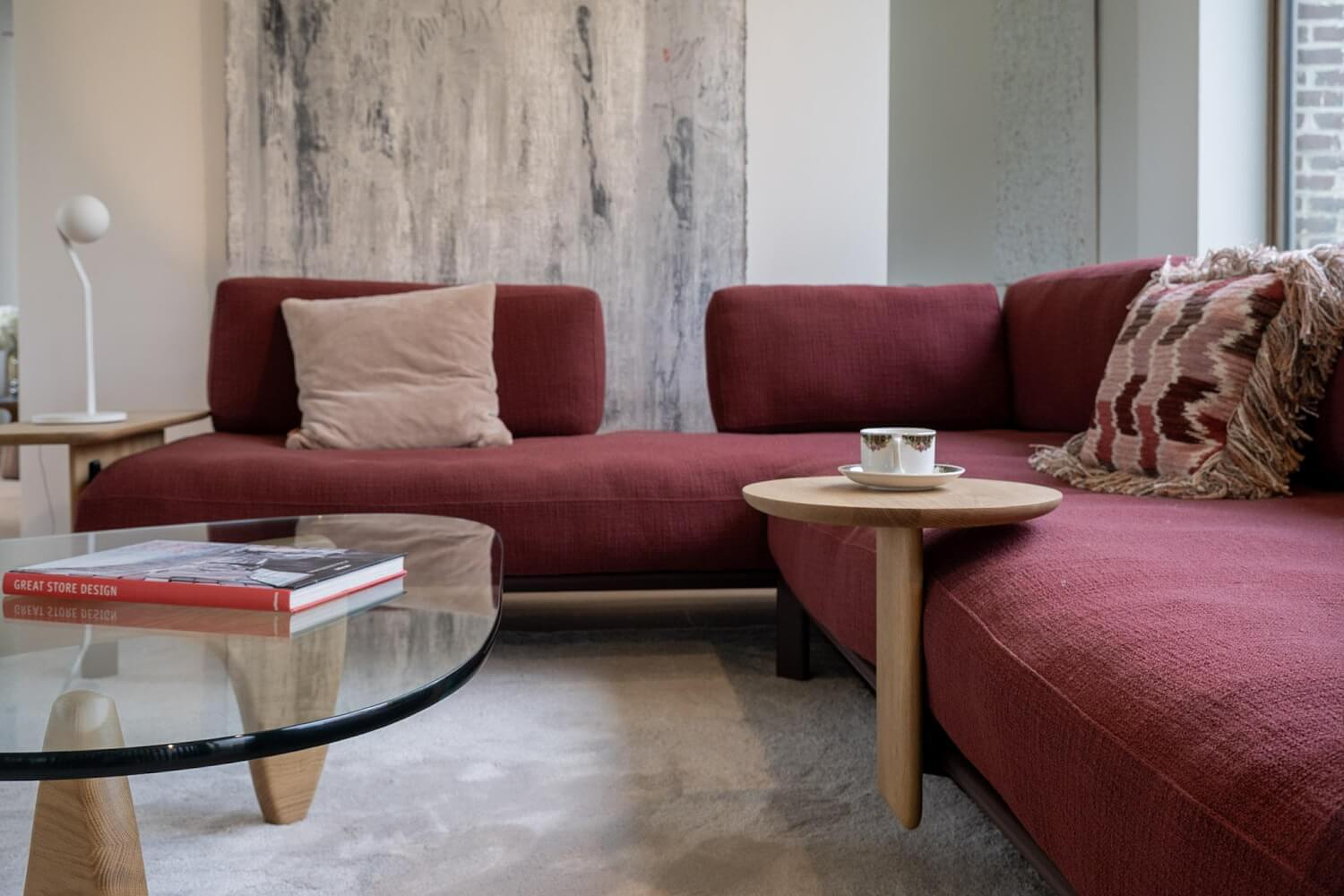 Vitra Anagram Ecksofa Stoff Rot Gestell Bordeaux 8