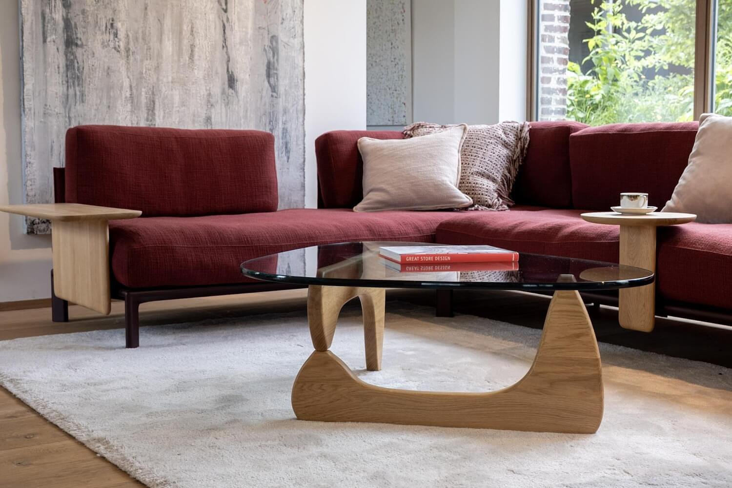 Vitra Anagram Ecksofa Stoff Rot Gestell Bordeaux 10