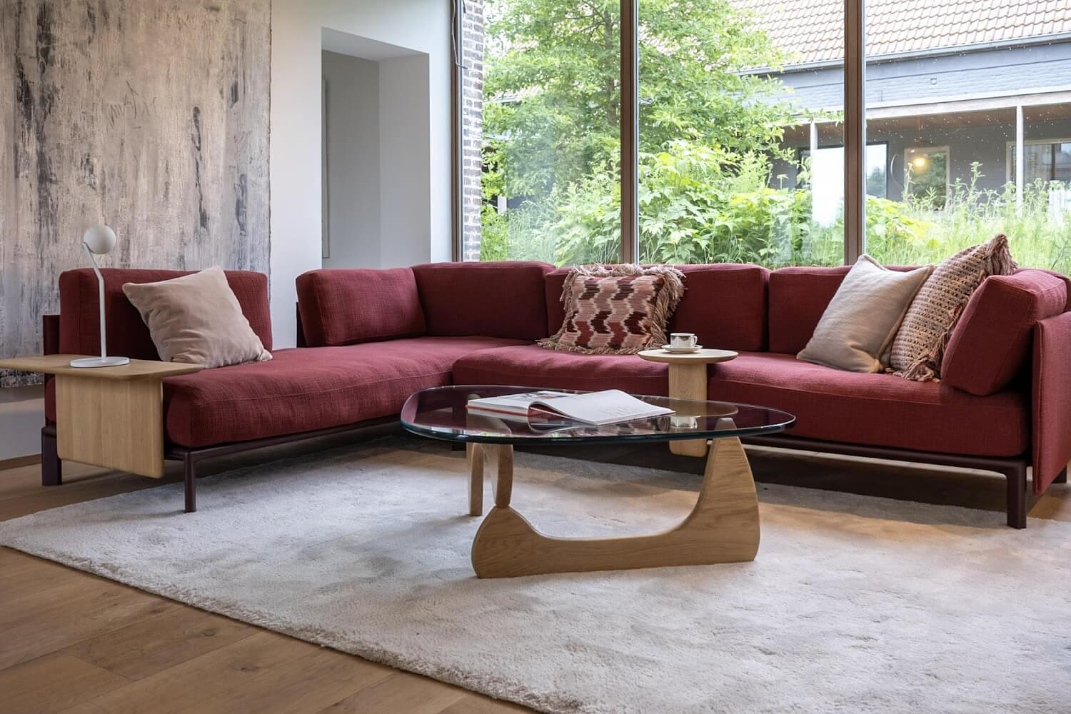 Vitra Anagram Ecksofa Stoff Rot Gestell Bordeaux 11
