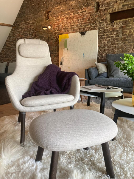 Vitra Hal Lounge Sessel mit Ottoman Beige Melange 13