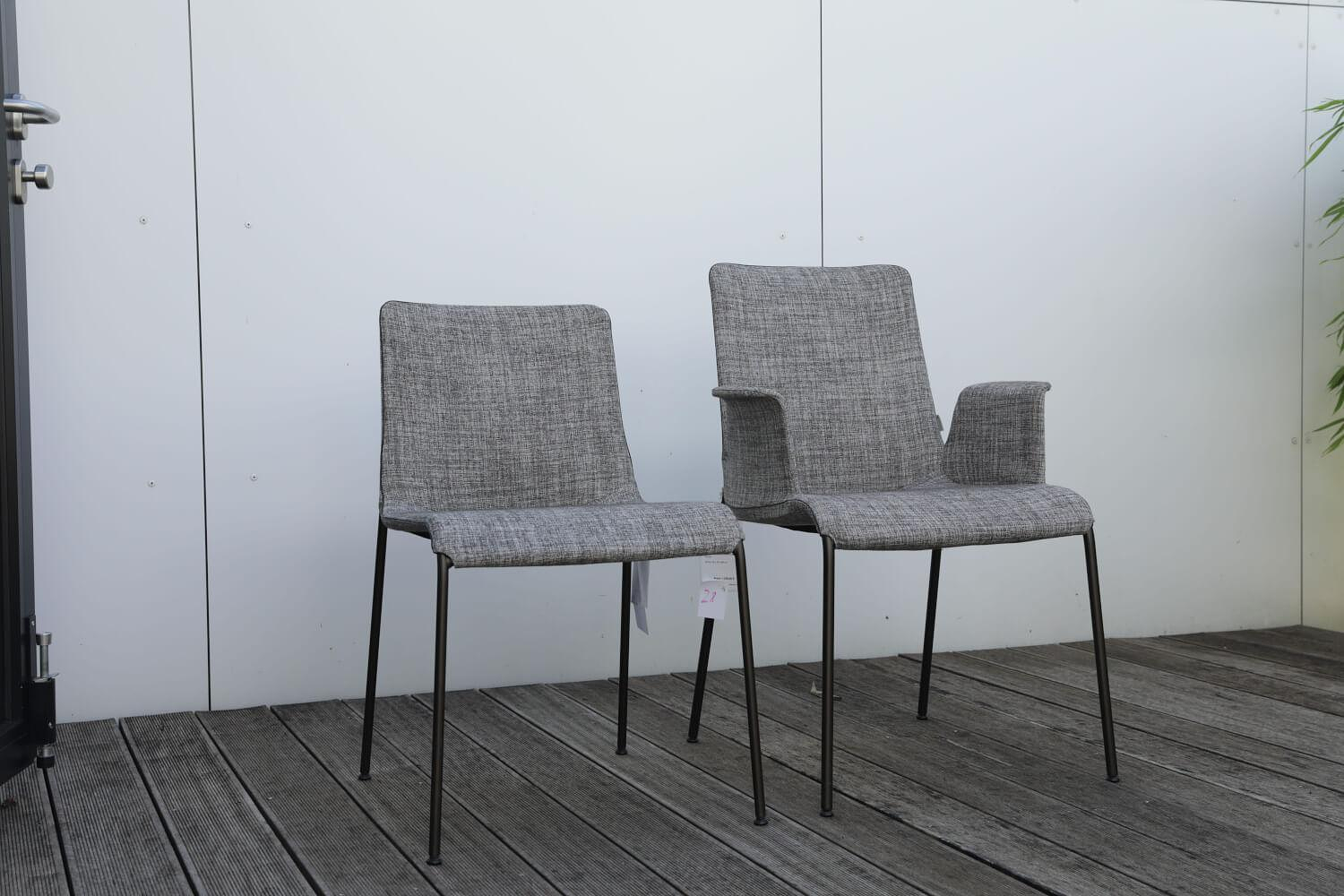 Walter Knoll Liz Stuhl Set Stoff Grau Gestell Stahl 3
