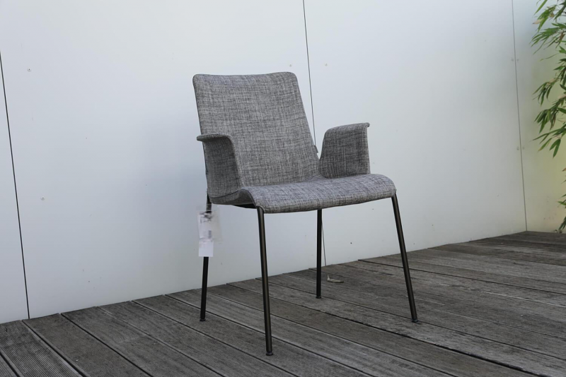 Walter Knoll Liz Stuhl Set Stoff Grau Gestell Stahl 14