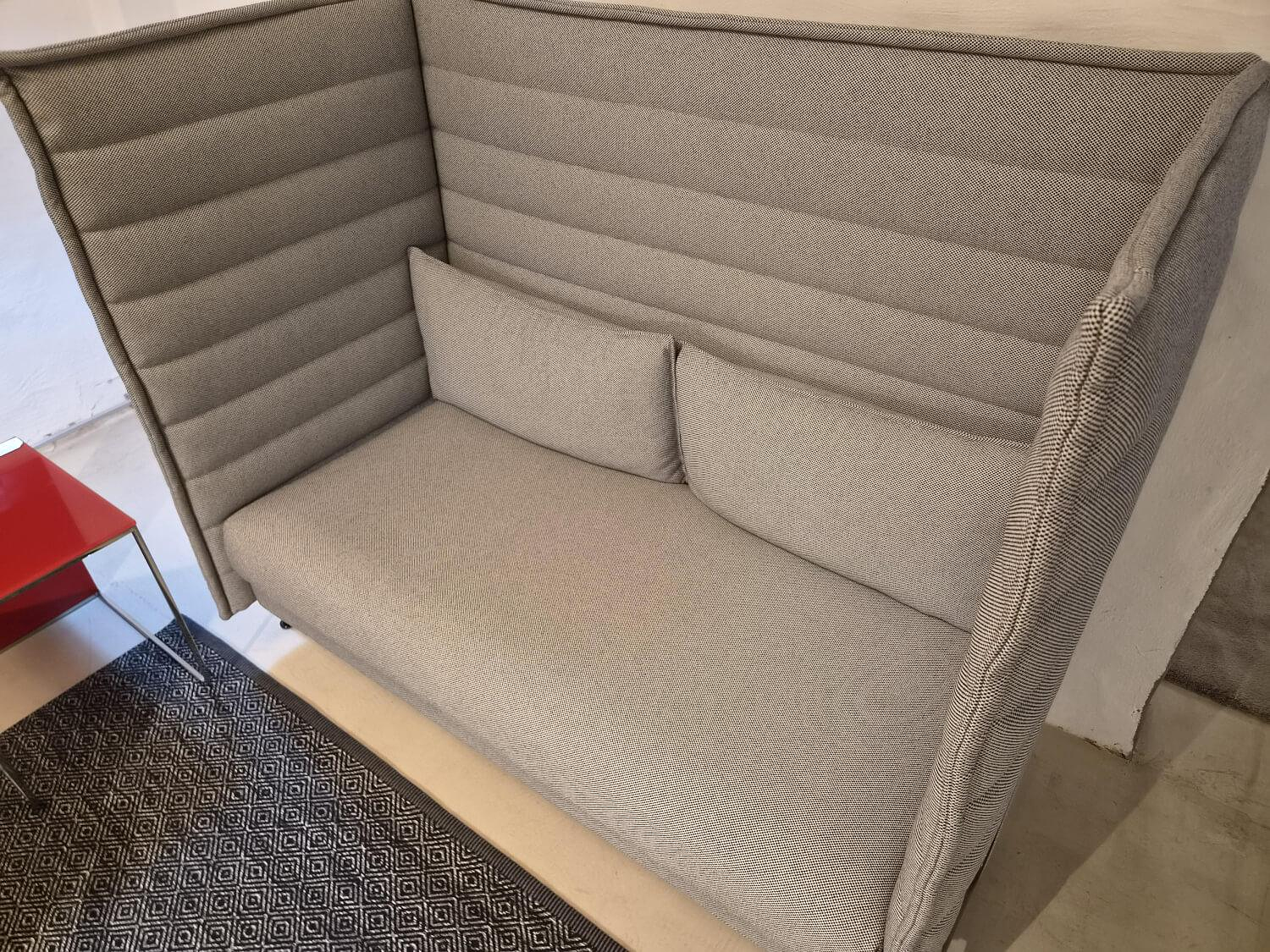 Sofa Alcove Highback Stoff Laser Dunkelblau Elfenbein Beige 1