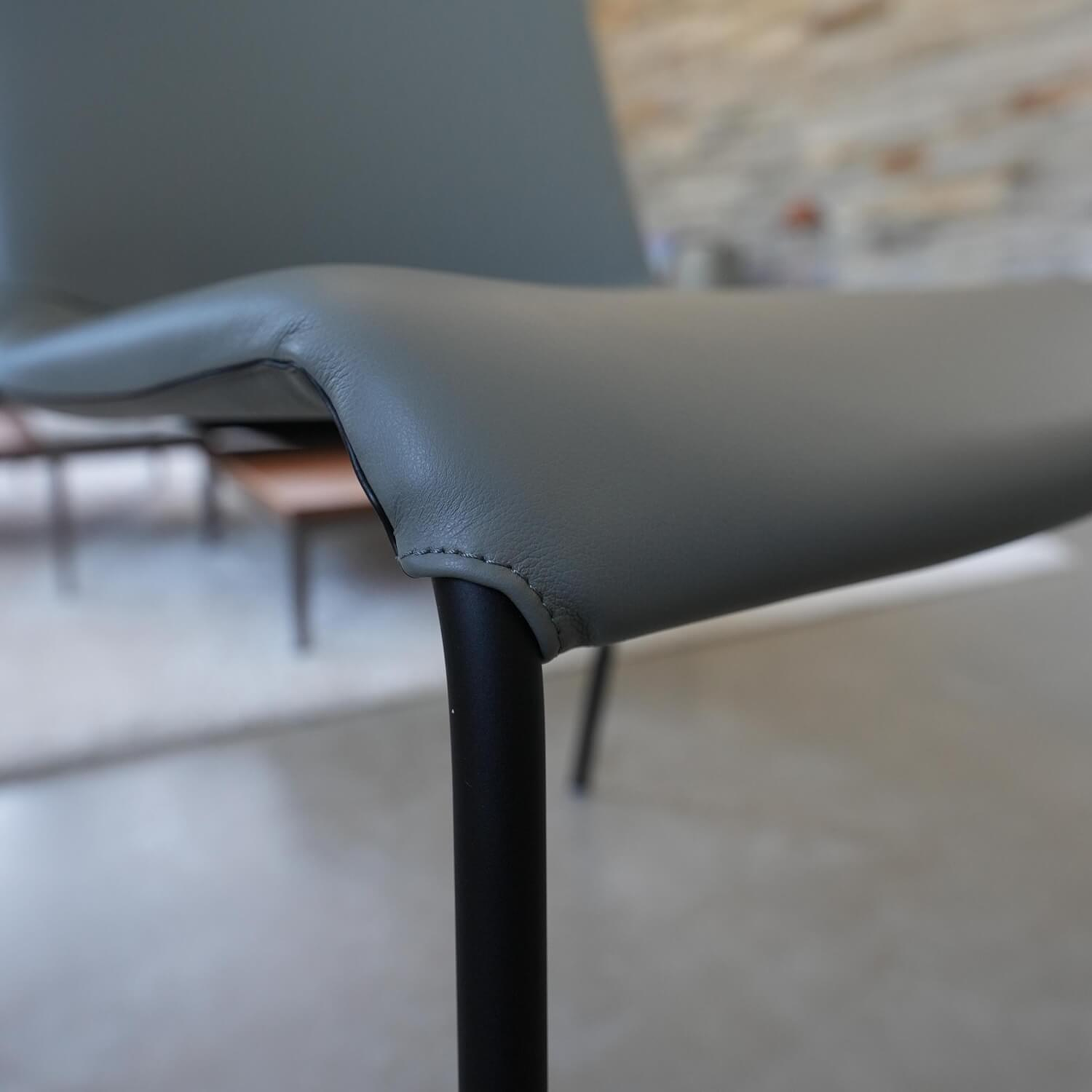 Walter Knoll Liz 1302 Lederstuhl Grau Bise Schwarz 1