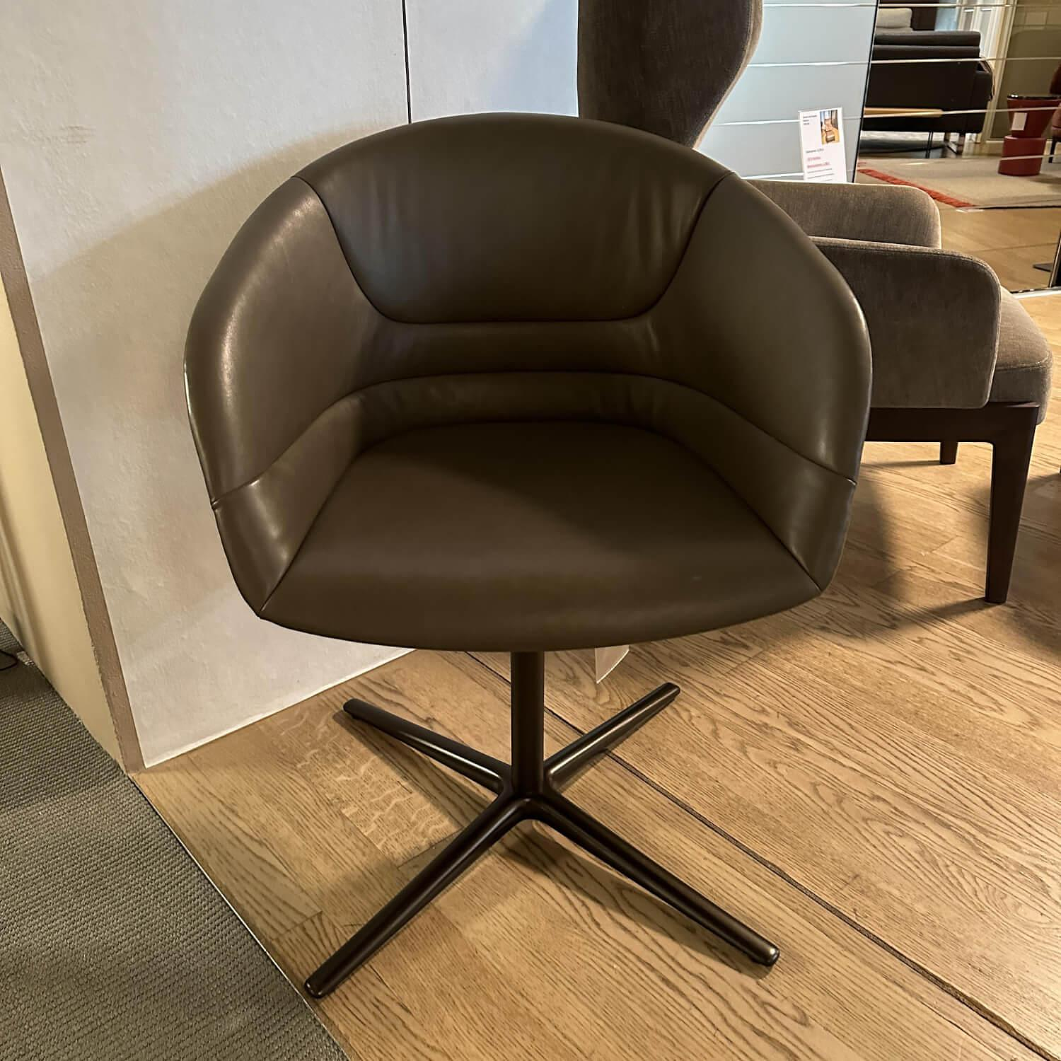 Walter Knoll Schalensessel Kyo 1342 Leder Khaki Braun Bronze 6