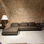 Tama Living Ecksofa Stoff B&B Spora Braun Kufen Eiche 11