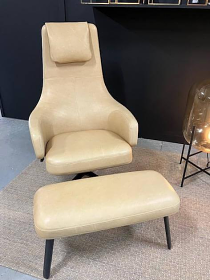 Vitra Repos Sessel Naturleder Caramel mit Hocker 7