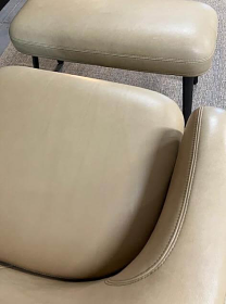 Vitra Repos Armchair Natural Leather Caramel with Ottoman 9