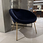 Walter Knoll Sessel 369 Stoff Harald Blau Gestell Messing 3