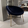 Walter Knoll Sessel 369 Stoff Harald Blau Gestell Messing 8