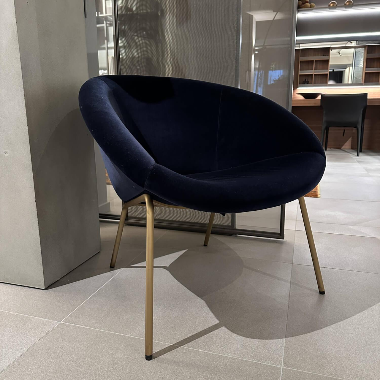 Walter Knoll Sessel 369 Stoff Harald Blau Gestell Messing 8