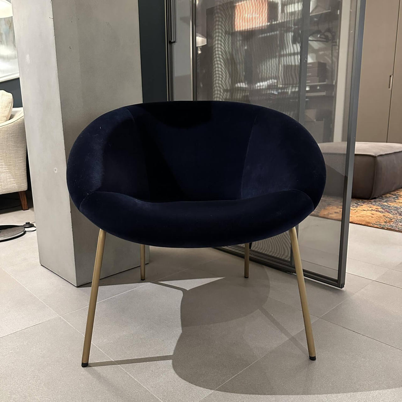 Walter Knoll Sessel 369 Stoff Harald Blau Gestell Messing 6