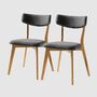 2x Dining chair Rubberwood and fabric grey 1