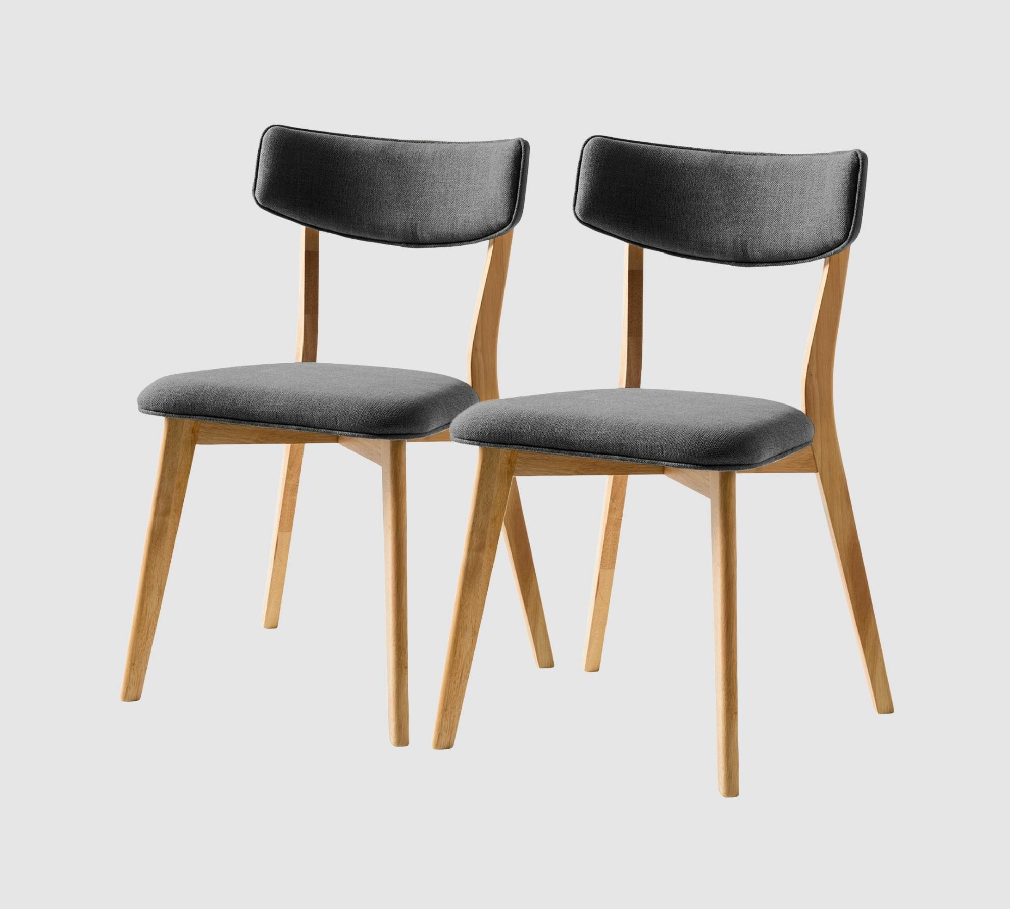 2x Dining chair Rubberwood and fabric grey 1