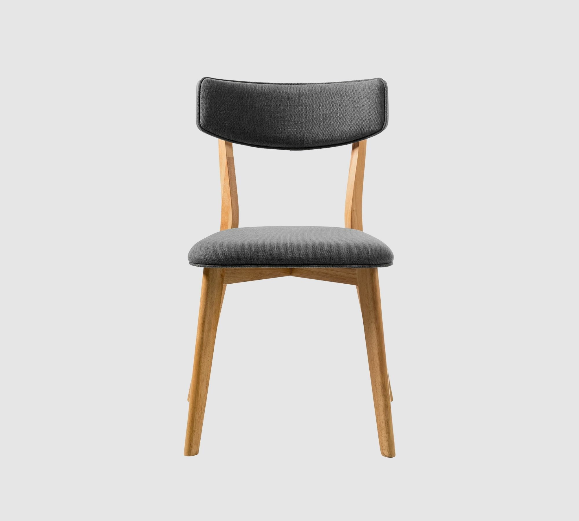 2x Dining chair Rubberwood and fabric grey 2