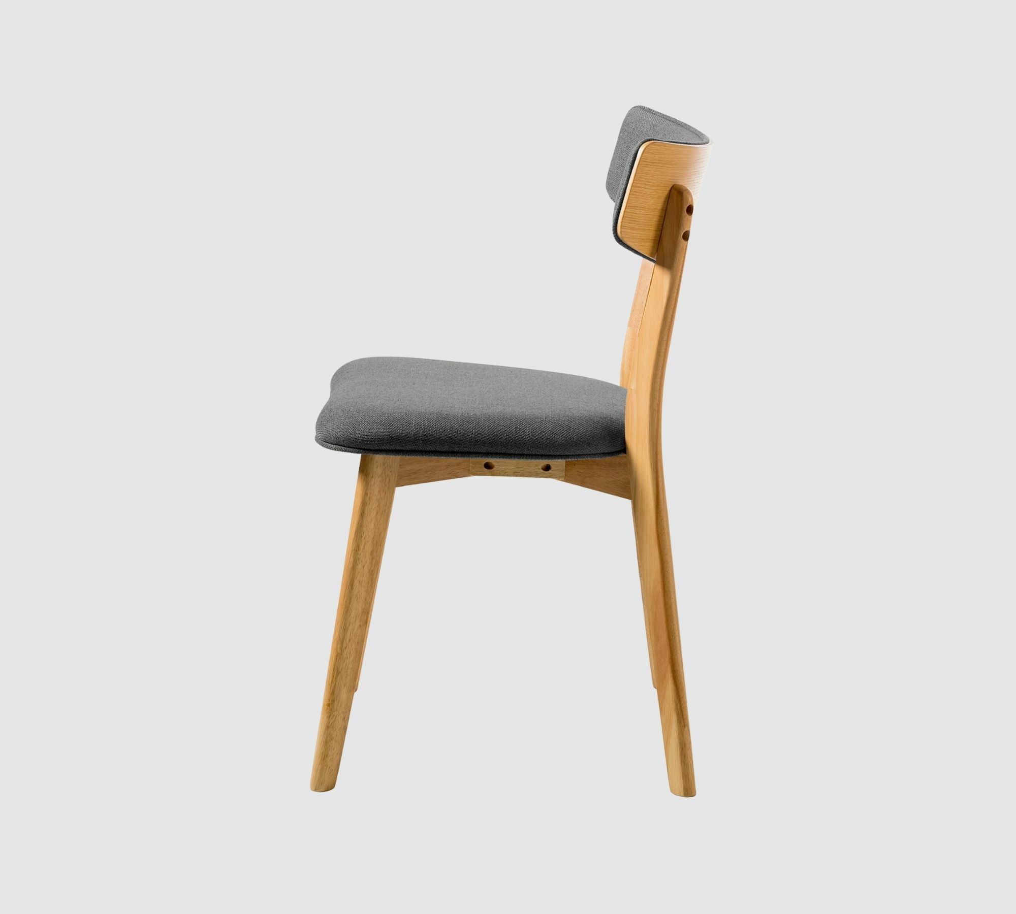 2x Dining chair Rubberwood and fabric grey 5