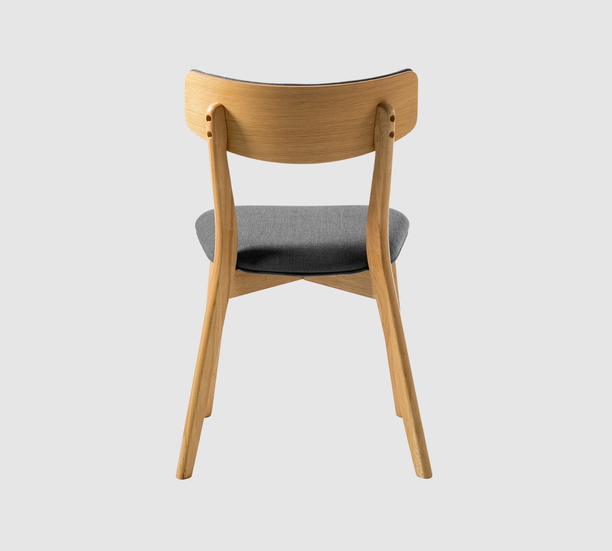 2x Dining chair Rubberwood and fabric grey 6
