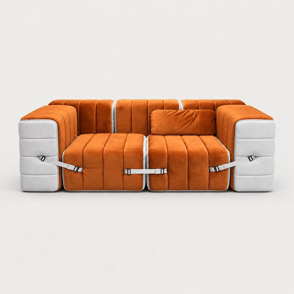 Curt-Set 7-Flexibler 2-Sitzer mit Kissen Jet Beige&Barcelona 1