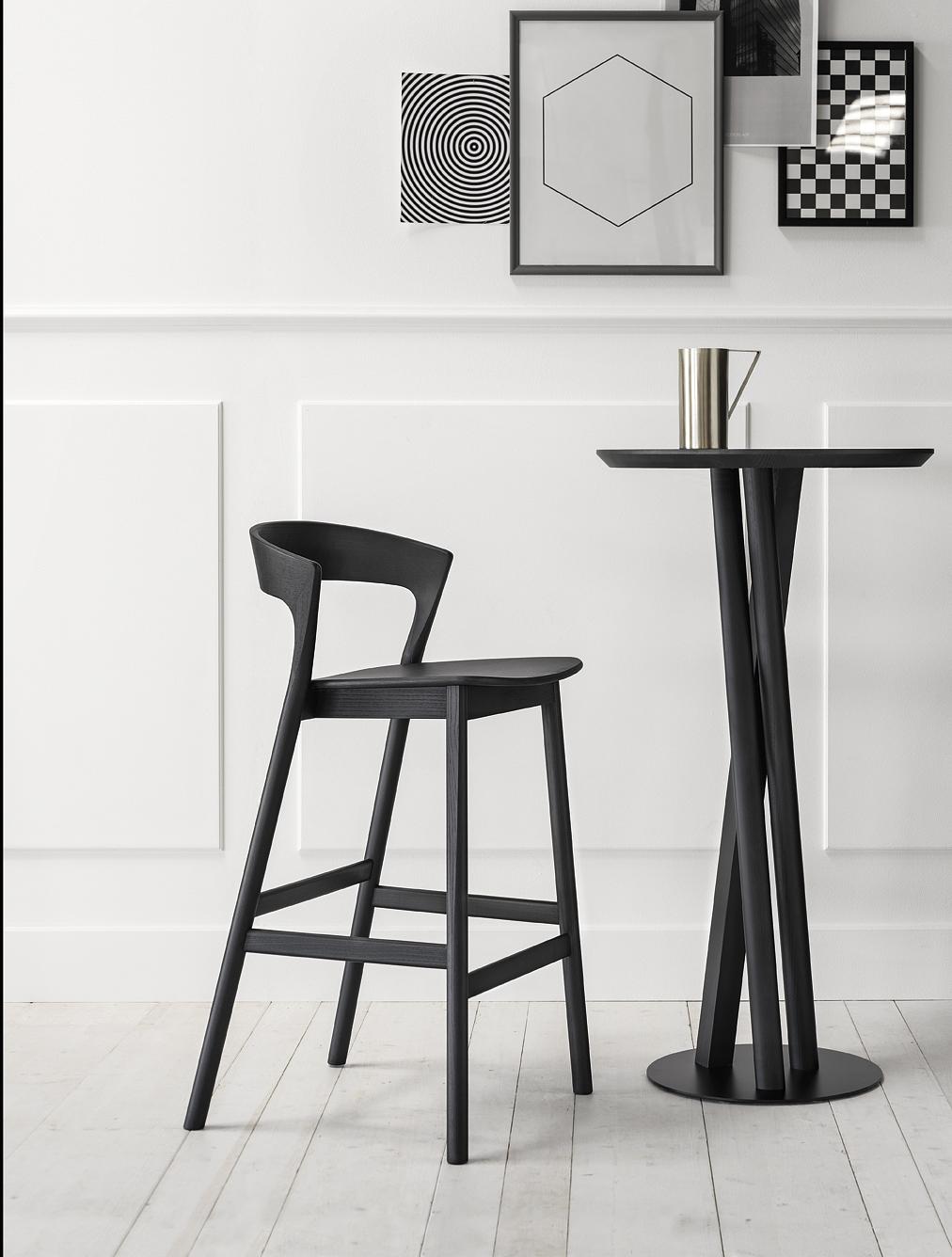 Edith stool in solid ash wood Black 0