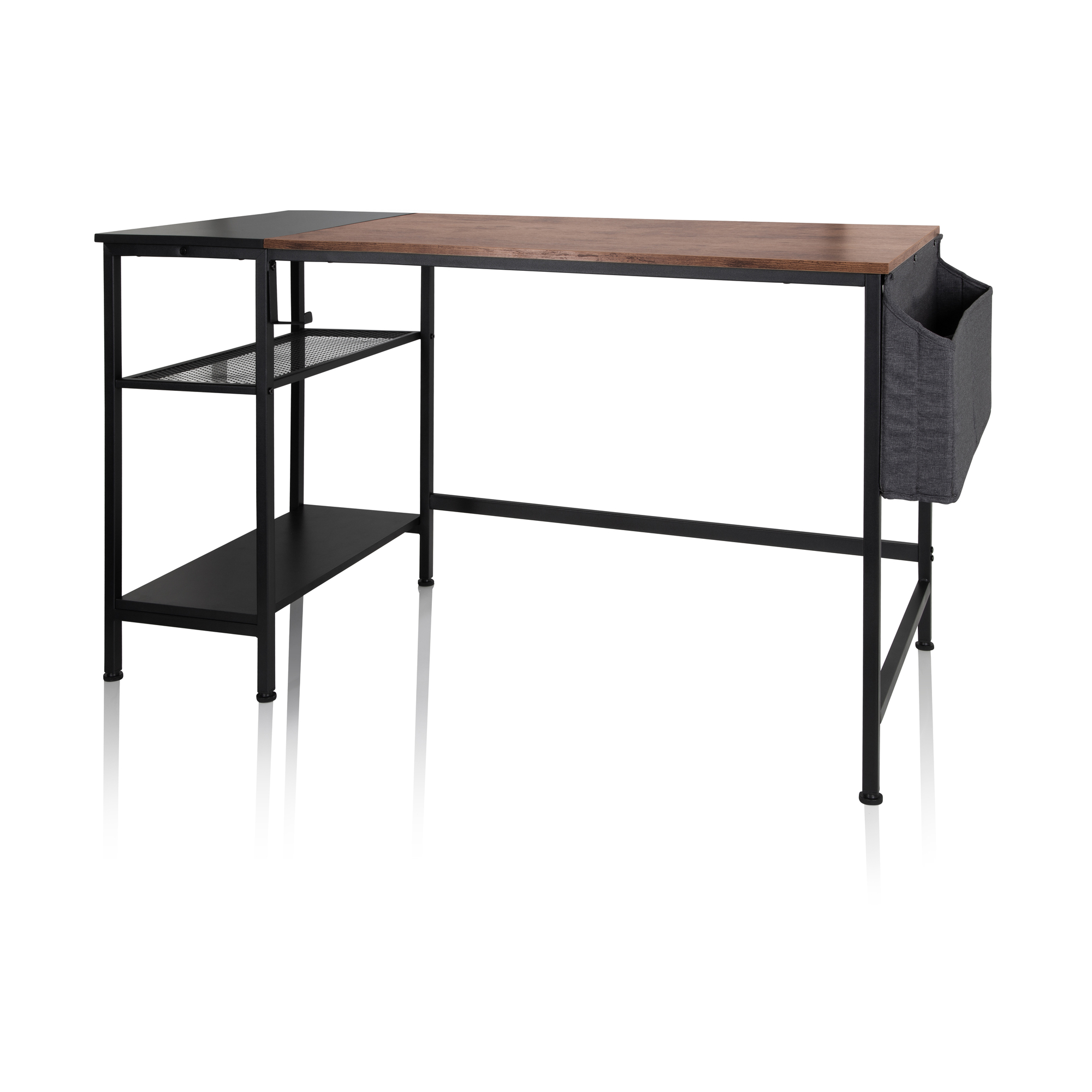 Desk with side shelf Black Brown 120 x 60 cm 6