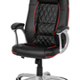 Executive chair faux leather black red 0