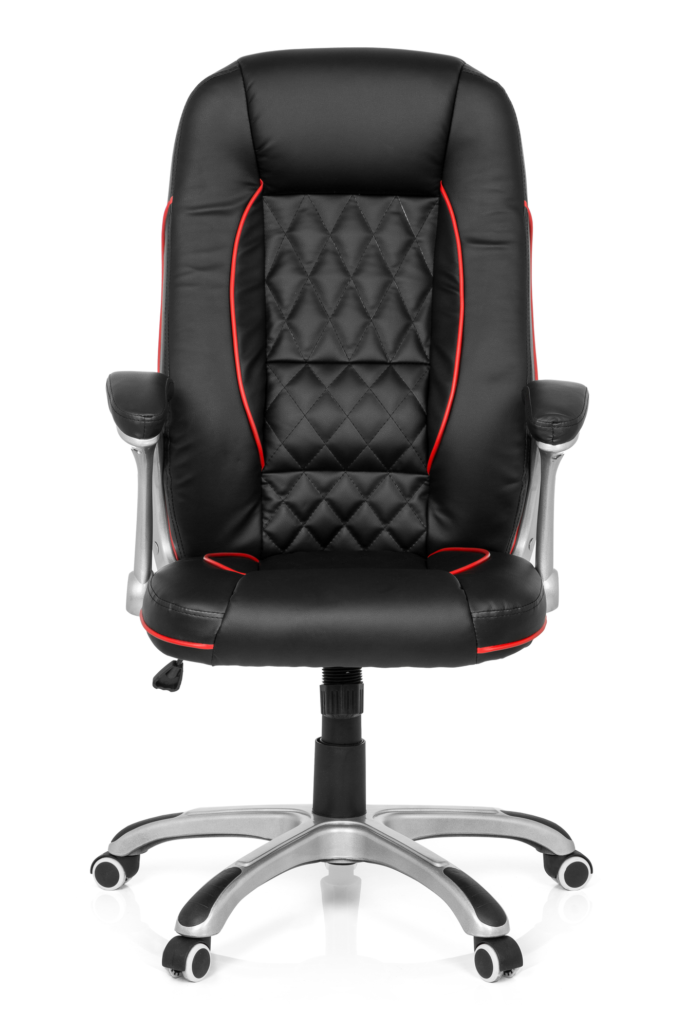 Executive chair faux leather black red 1