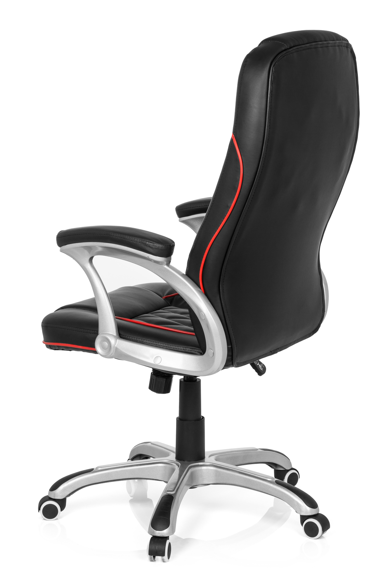Executive chair faux leather black red 4