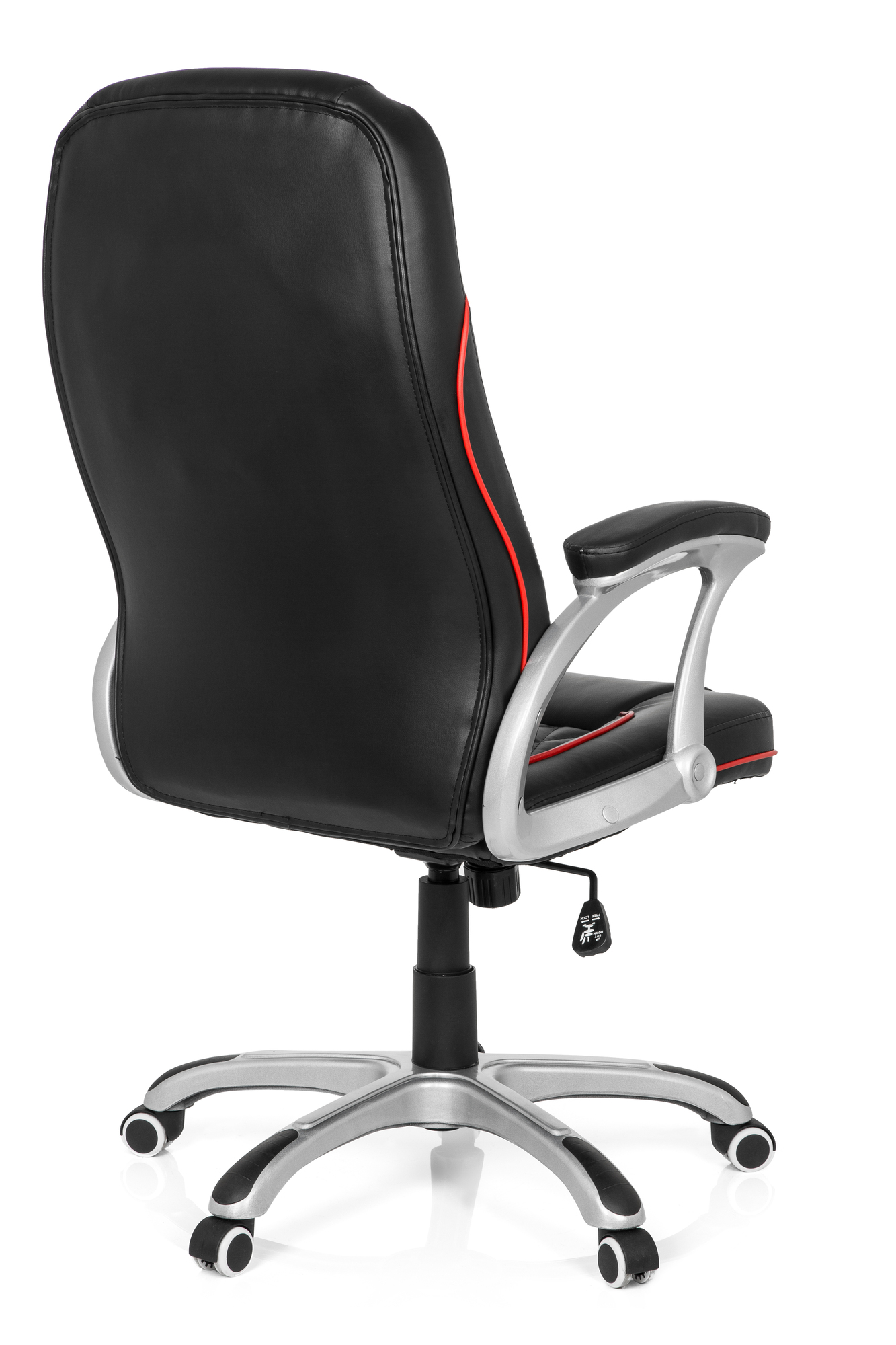 Executive chair faux leather black red 6