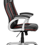 Executive chair faux leather black red 7