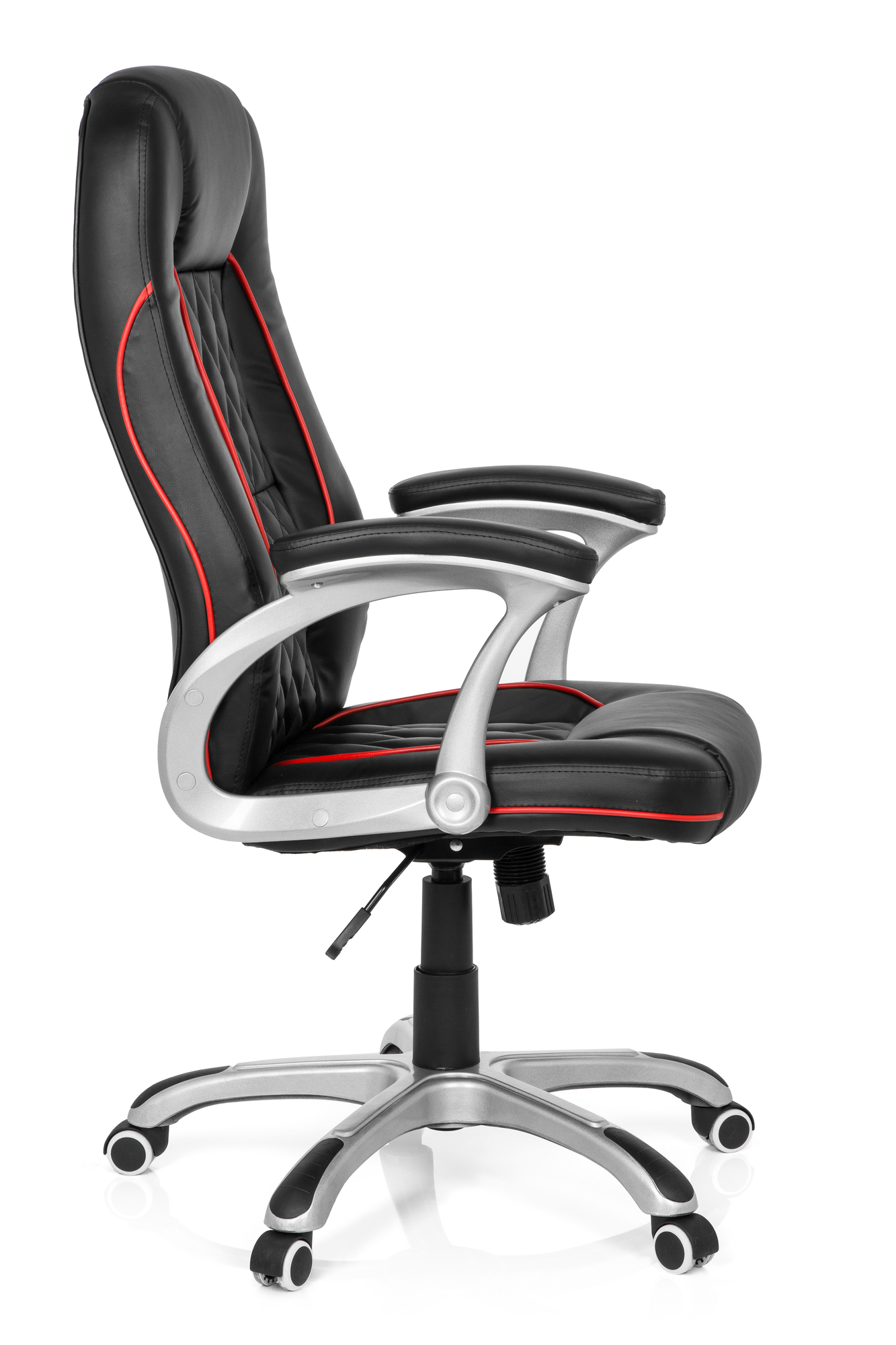 Executive chair faux leather black red 7