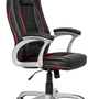 Executive chair faux leather black red 8