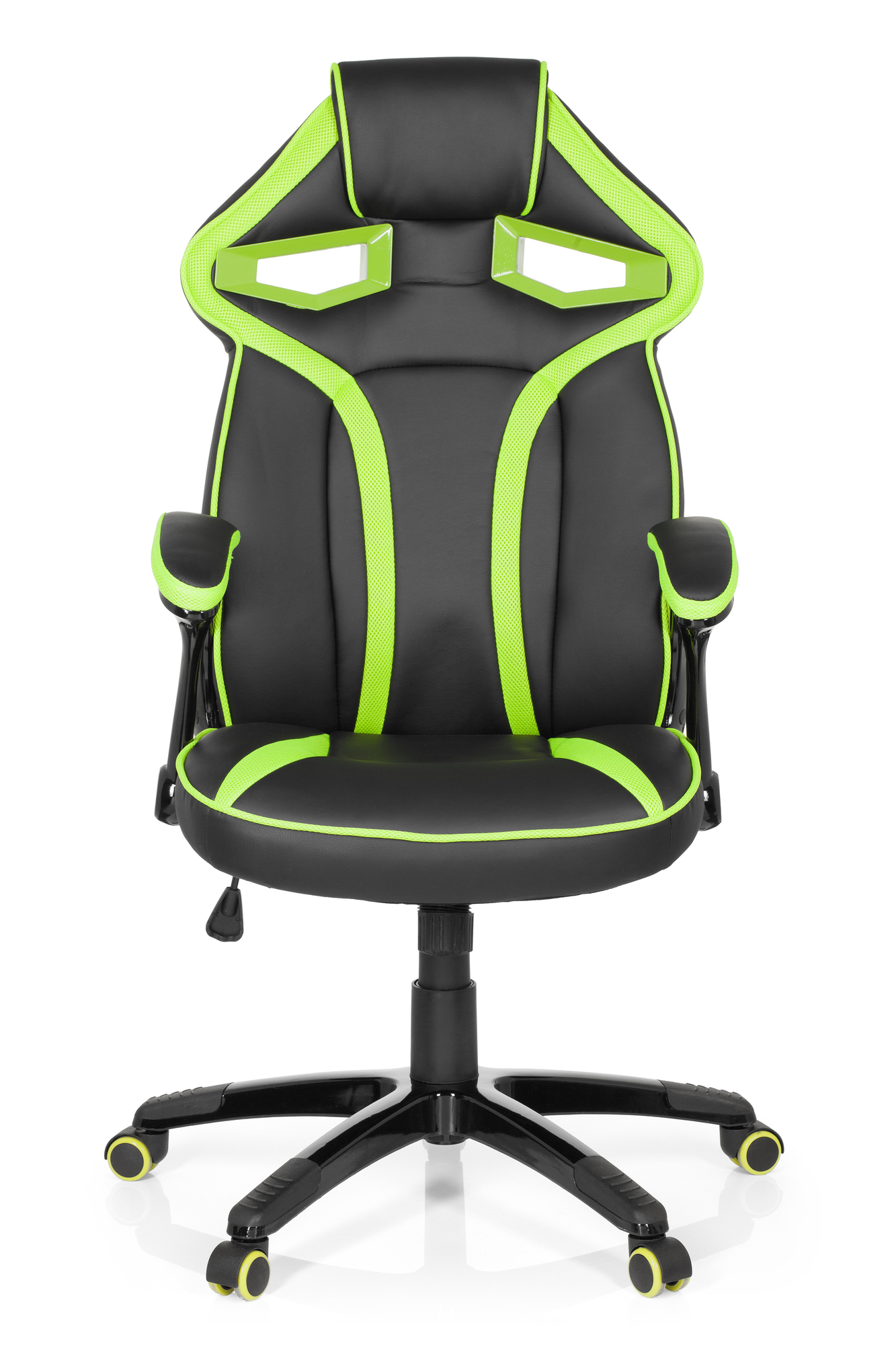 Gaming office chair artificial leather black green 1