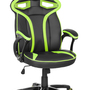 Gaming office chair artificial leather black green 2