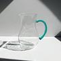 Vintage Luminarc Karaffe mit türkisgrünem Glashenkel 1