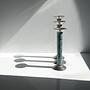 3er Set Vintage Kerzenständer mit türkisfarbener Marmoroptik 5