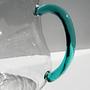 Vintage Luminarc Karaffe mit türkisgrünem Glashenkel 3