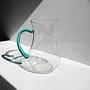 Vintage Luminarc Karaffe mit türkisgrünem Glashenkel 4