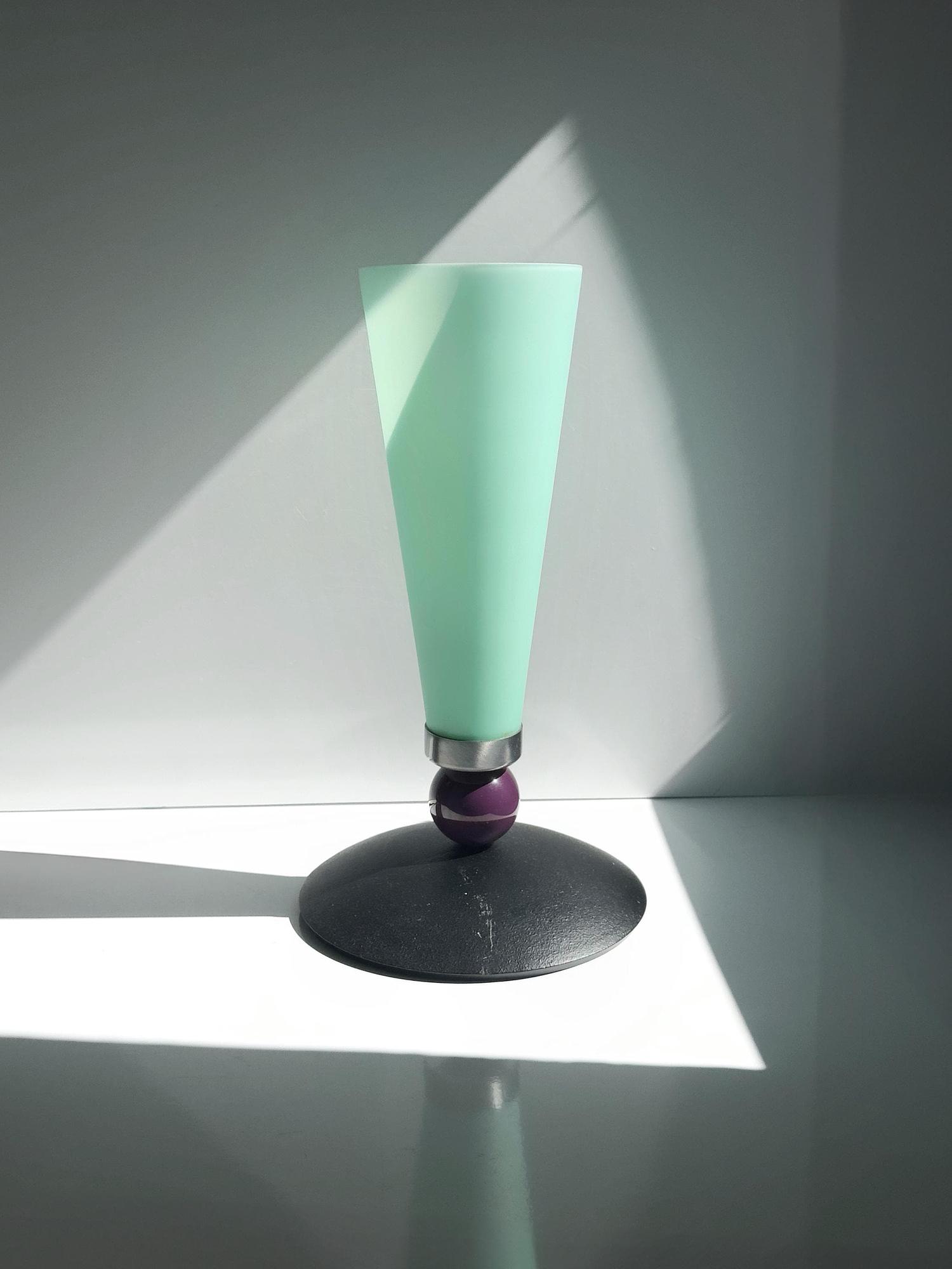 Vintage Casablanca Tischlampe aus Glas in Mintgrün 0