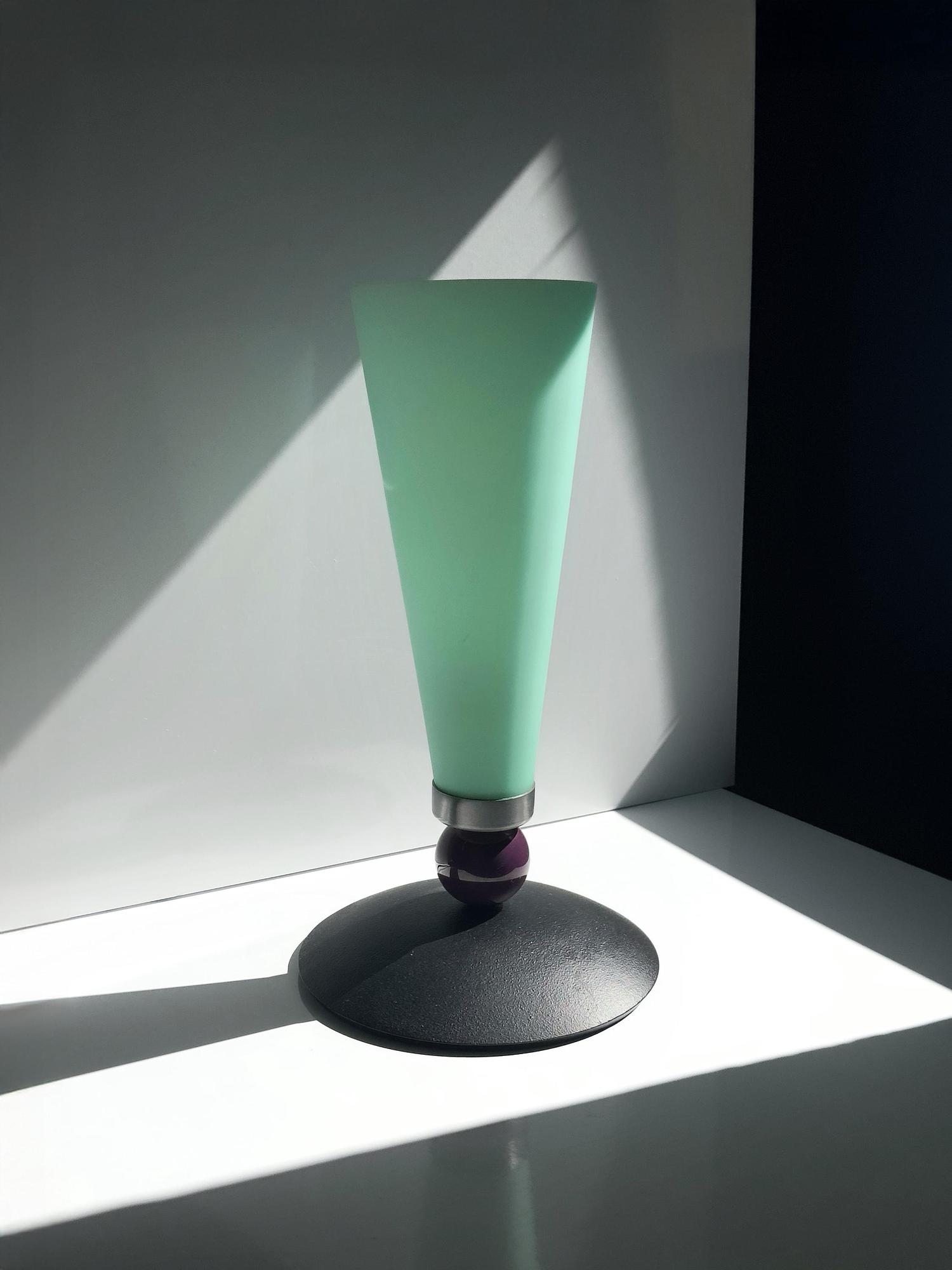 Vintage Casablanca Tischlampe aus Glas in Mintgrün 1