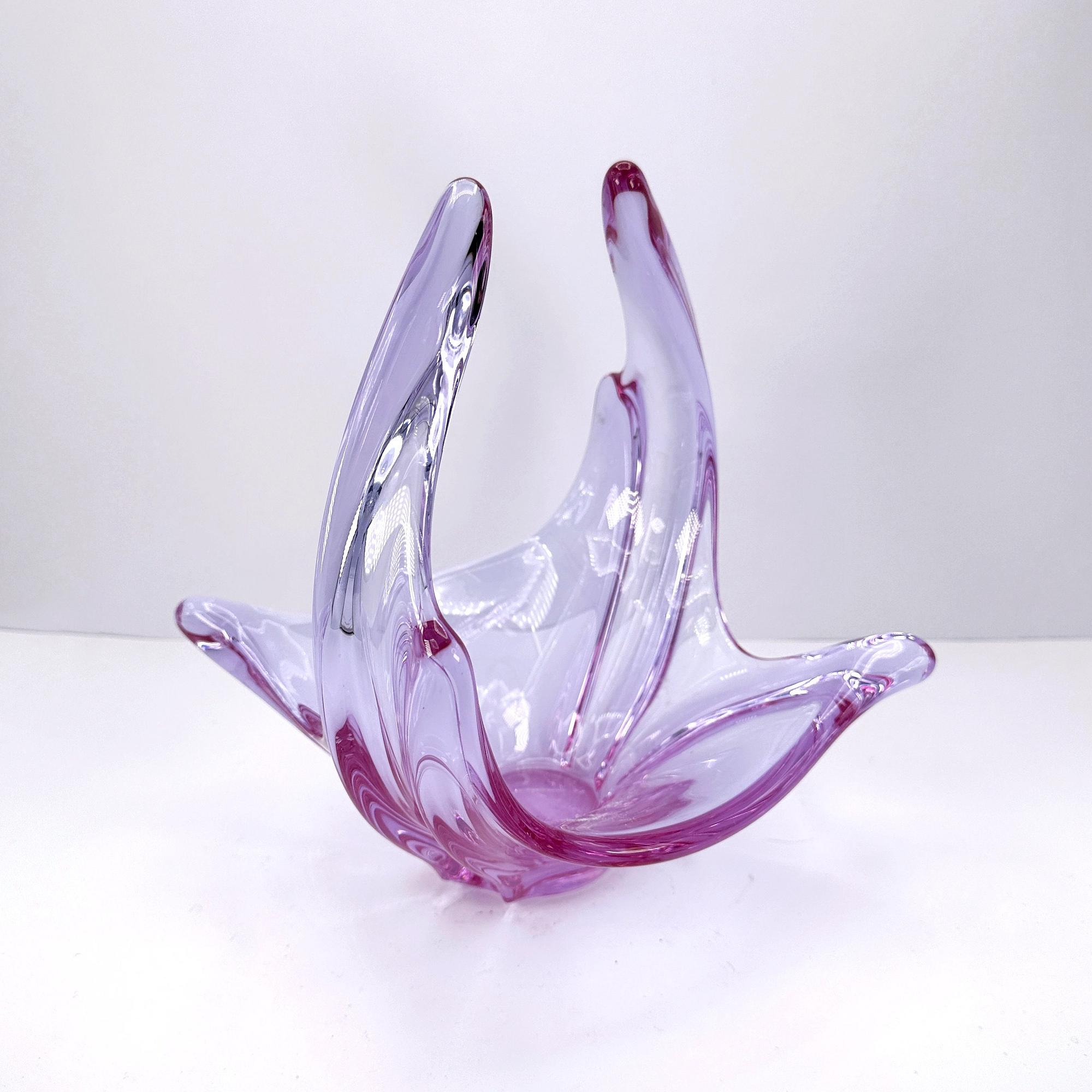 XXL Vintage Alexandrit-Glasschale in Flieder & Rosa 0