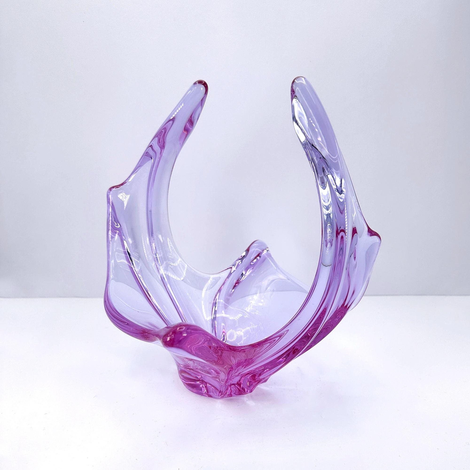 XXL Vintage Alexandrit-Glasschale in Flieder & Rosa 1