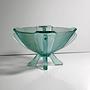 Stölzle Heřmanova Huť Art-Deco Fußschale Nr. 19283 in Aqua 0