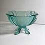 Stölzle Heřmanova Huť Art-Deco Fußschale Nr. 19283 in Aqua 1