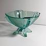 Stölzle Heřmanova Huť Art-Deco Fußschale Nr. 19283 in Aqua 4