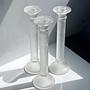 3 Vintage Glas Kerzenhalter in Säulenform, mattiert, 1980er 0