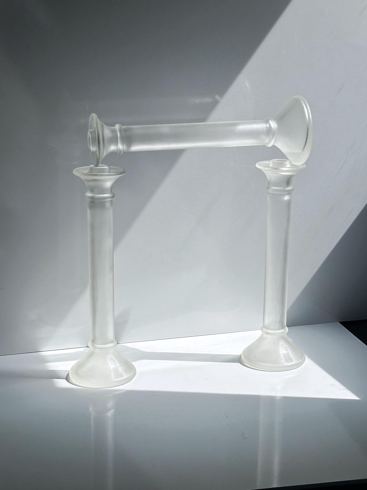 3 Vintage Glas Kerzenhalter in Säulenform, mattiert, 1980er 1