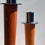 Vintage Kerzenhalter Paar aus Holz und Metall 1